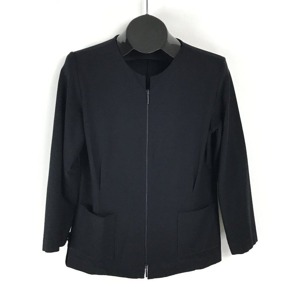 Eileen Fisher 2-Way Full Zip Blazer Jacket Women's Small Black Pockets Career
